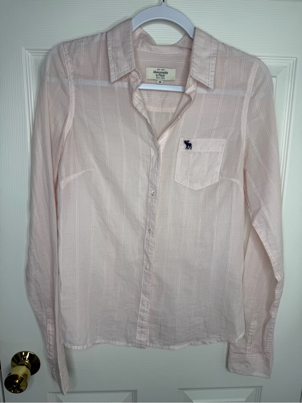 Abercrombie & Fitch Pink White Striped Button Down Shirt M